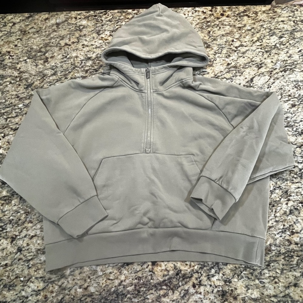 Athleta Hoodie Womens Half‎ Zip Sweatshirt Olive Green M Oversized
